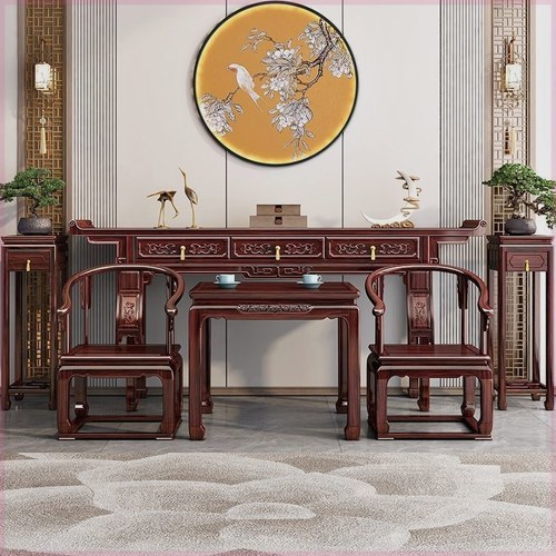 和谐家园新中式中堂六件套酸枝木全实木供桌八仙桌条案客厅财神桌
