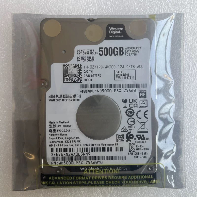 WD5000LPSX全新32M西部数据企业级2.5寸7200转500G笔记本电脑硬盘