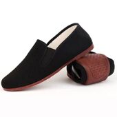 老北京布鞋 休闲舒适透气圆头一脚蹬黑色软底中老年爸爸鞋 男款 夏季