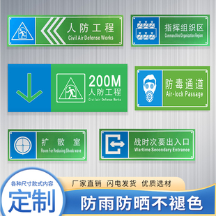 浙江省人防工程标志牌 民防标识牌防空战时主要出入口铝反光定制