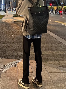 欧美高街黑色拉链牛仔裤设计感男