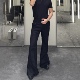 宽松休闲拖地显腿长裤 立体剪裁微喇烫线黑色西裤 美式 子男 包邮