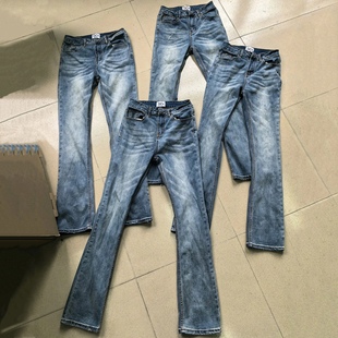 自主水洗蓝牛显腿细腿长 浅蓝牛仔裤 修身 型裤 美式 版 子男 现货