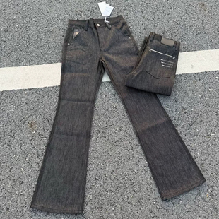 微喇堆积原创自主设计1021原牛裤黑四线窄幅赤耳原牛仔裤长裤子男
