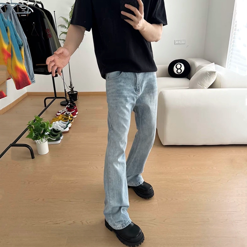 美式冰蓝517微喇牛仔裤直筒弯刀