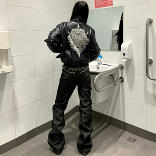 美式赤耳原牛13盎司四线窄幅刺绣特调显高百搭通勤牛仔裤微喇堆积