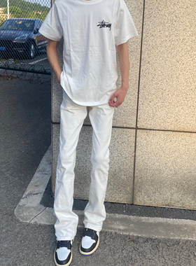 美式水洗白色Cleanfit牛仔裤微喇修身显瘦复古Vintage517长裤子男