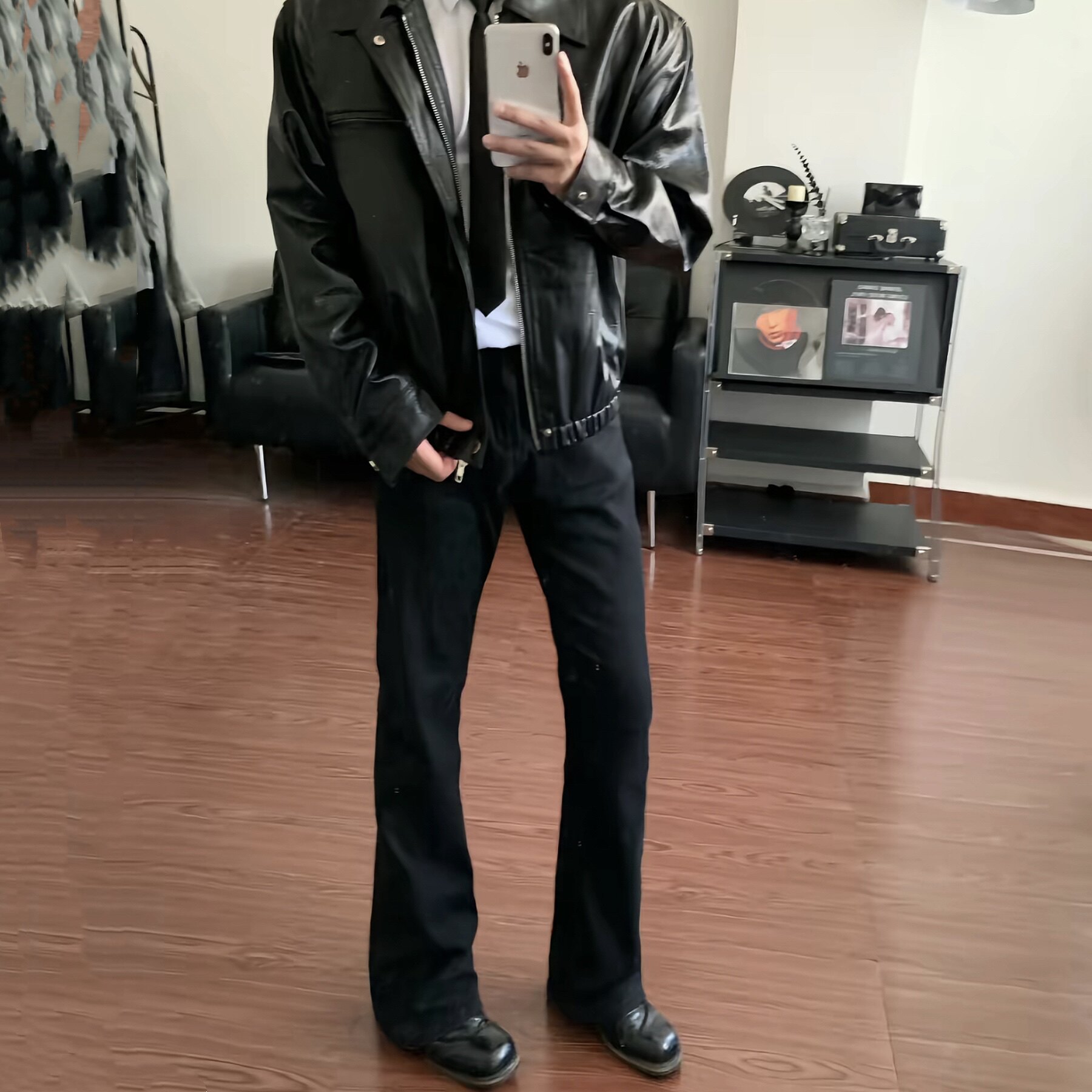 欧美四季微喇修身黑牛水洗517男