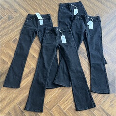 现货美式高街vibe风重磅水洗黑牛517cleanfit微喇修身牛仔裤男潮