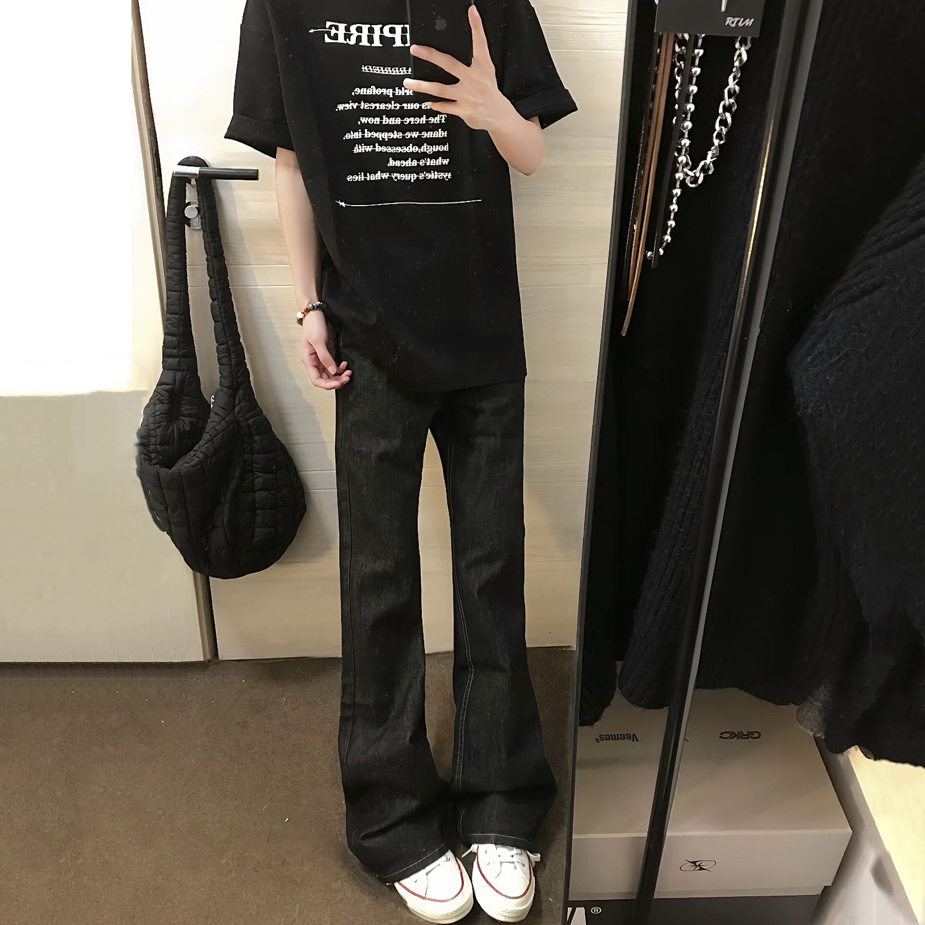 501版型原牛复古水洗微喇牛仔裤