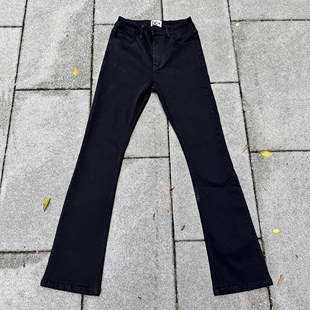 高街牛仔裤 显高修身 男 重磅水洗黑牛微喇裤 自主Claenfit百搭牛仔裤