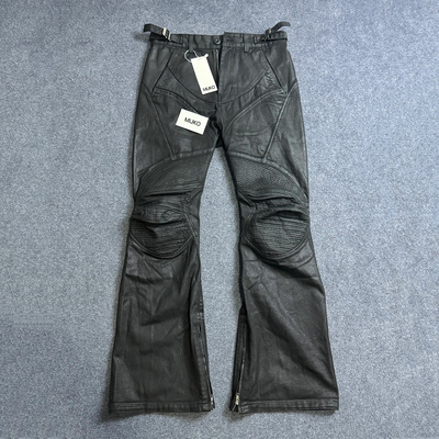 盔甲拼接褶皱廓形微喇叭牛仔裤男