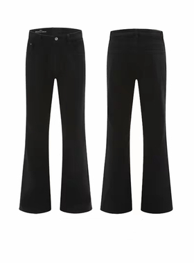 美式Cleanfit重磅水洗黑色微喇纯黑牛vintage517弹力修身牛仔裤男