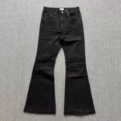 Mijko American Retro Dark Niche Metal Hand-Waxed Coated Washed Flared Jeans for Men