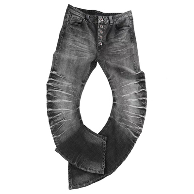 水洗立体猫须弯刀版型牛仔裤黑灰
