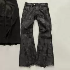 2026Aw Original Dark Low-Rise Waxed Washed Rivet Slim Fit Bootcut Jeans Men's Trendy Pants