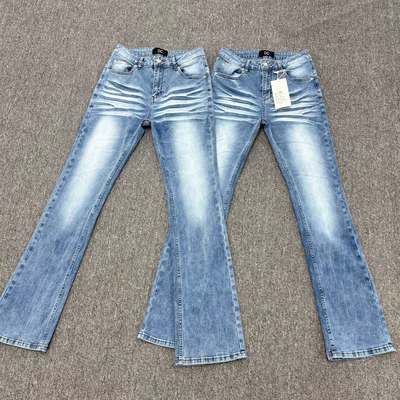 3.0压皱猫须517版型微喇牛仔裤男