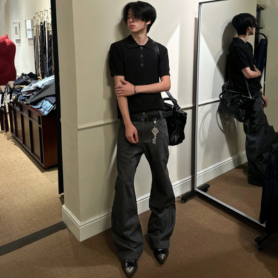 线灰桉原浆13oz直筒微喇牛仔裤男