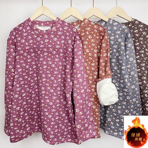 保暖上衣德绒半高领宽松女士大码