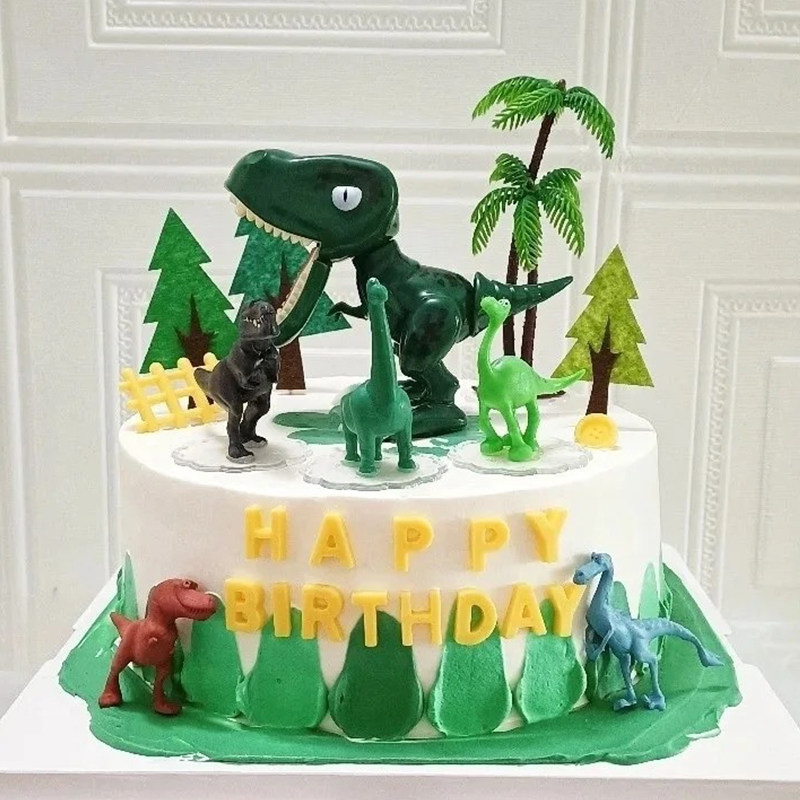 小恐龙生日蛋糕装饰摆件插件翼龙霸王龙三角龙侏罗纪森林蛋糕配件