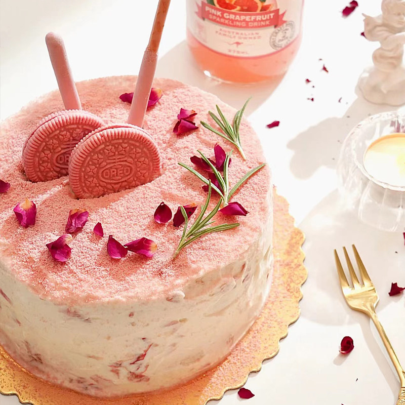 七夕情人节蛋糕装饰摆件粉色樱花造型饼干情侣表白烘焙装扮插件