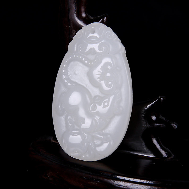 青峰玉业和田羊脂白玉十二生肖吊坠 鼠牛虎兔龙蛇马羊猴鸡狗猪男