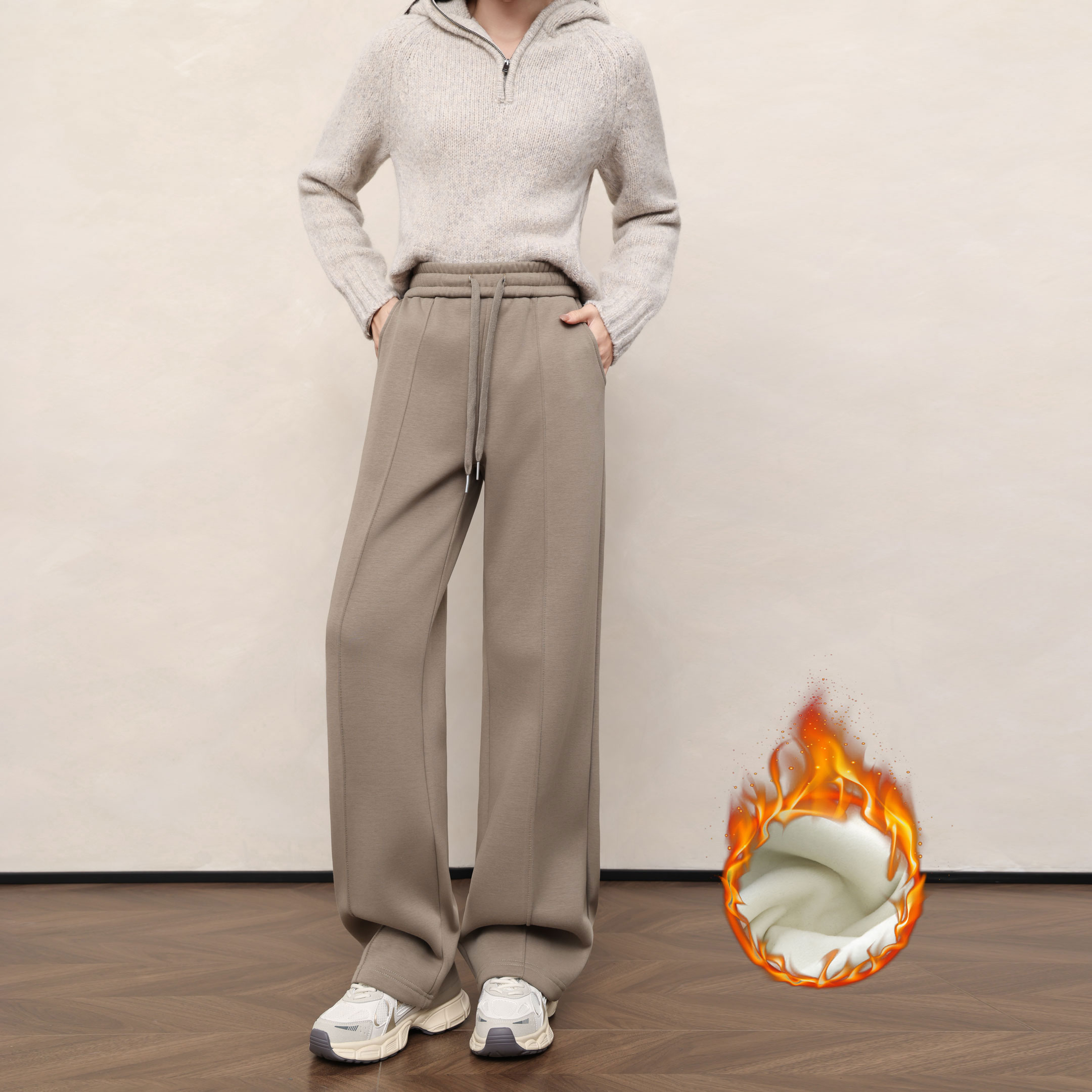 高个子女生加长版秋冬裤子初中高中生大码纯棉宽松运动阔腿休闲裤