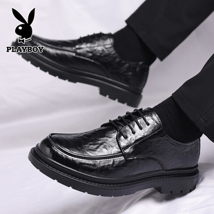 真皮透气厚底增高新郎结婚鞋 花花公子男士 黑色西装 商务正装 子 皮鞋