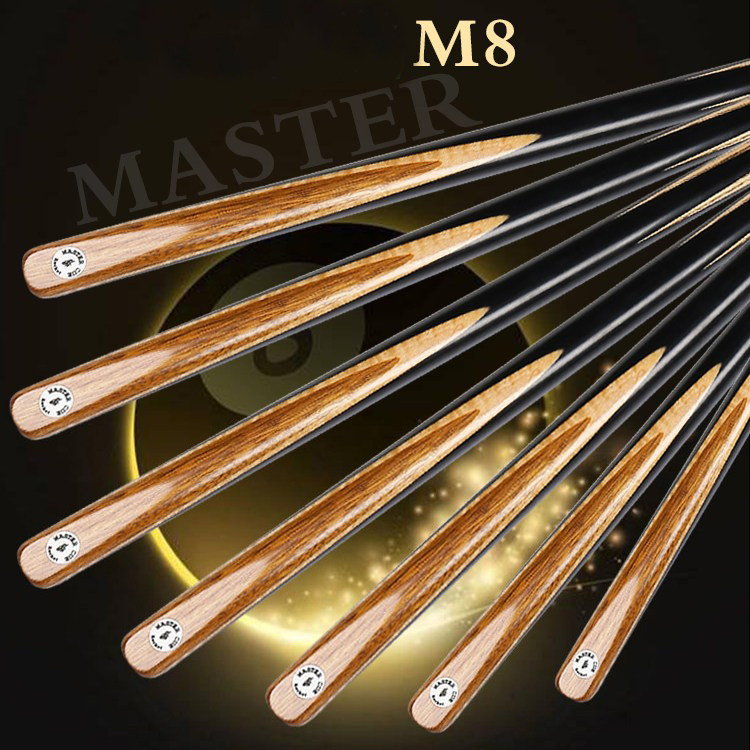 泰国进口Master台球杆M8中式黑八一体通杆英式斯诺克小头手工桌球