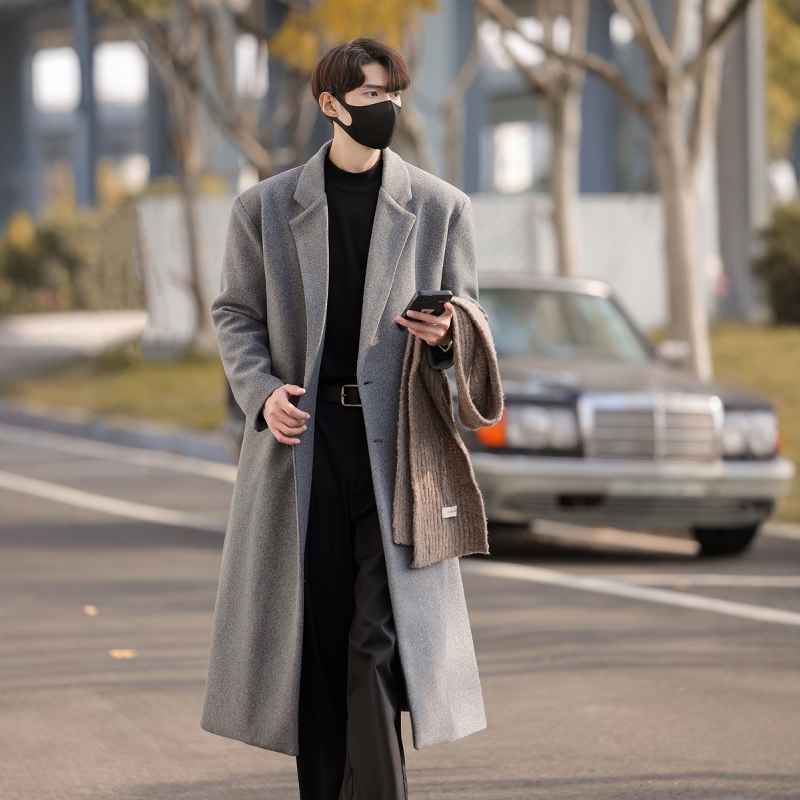 高级感那不勒斯毛呢大衣男士秋冬季款加厚中长款教父呢子风衣外套
