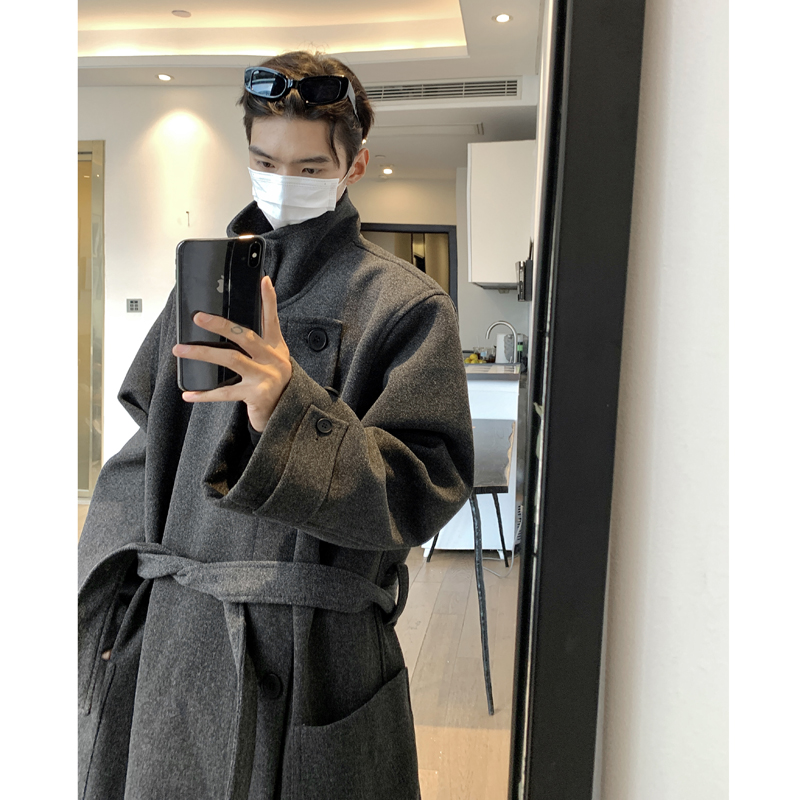 高级感谢尔比毛呢大衣男士秋冬季加厚中长款过膝德式呢子风衣外套