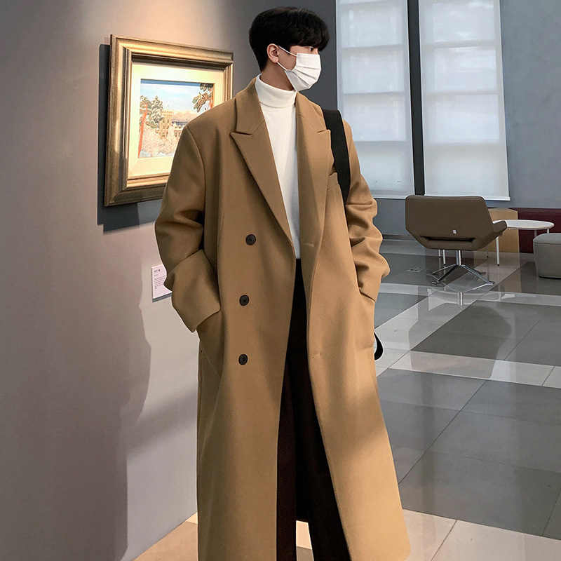 高级感那不勒斯毛呢大衣男士秋冬季中长款德式战壕呢子披风衣外套