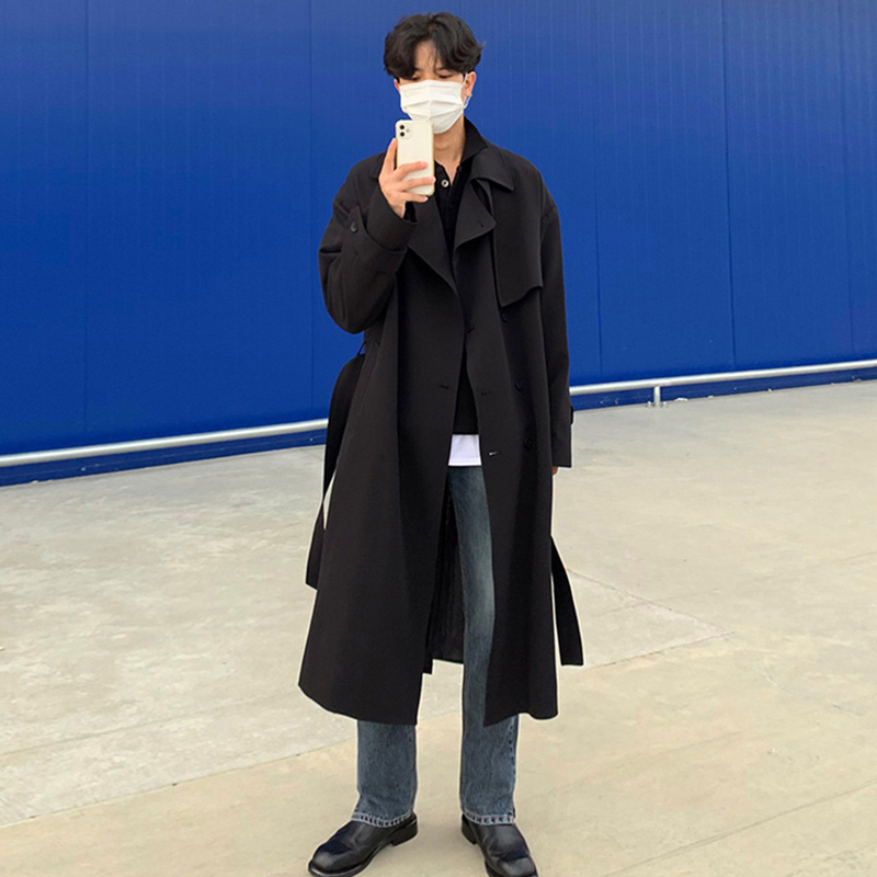 高级感猎装英伦风衣外套男士春秋季休闲中长款过膝德式战壕披大衣