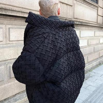 设计高级感编织羽绒服男士冬季2025新款潮牌痞帅短款加厚棉衣外套