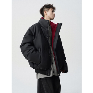 2025款 冬季 潮牌痞帅青少年男生加厚棉衣袄外套 PU皮羽绒服男士 美式