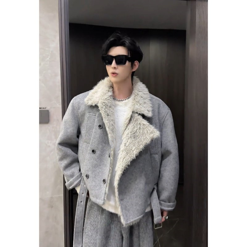 美式高级感毛领羽绒服男士冬季潮牌痞帅短款加厚座山雕棉衣袄外套