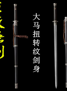 正品龙泉一体草纹唐剑大马扭转纹黑檀木唐剑收藏送礼长宝剑未开刃