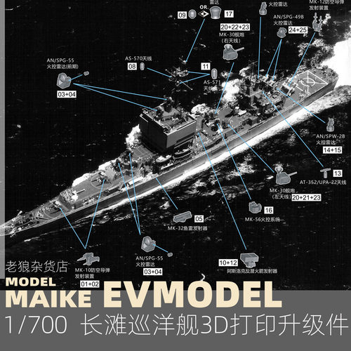MAIKE 1/700 长滩级巡洋舰打印升级补件舰船模型拼装P081