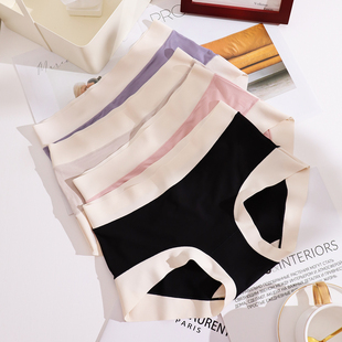 秋季 女无痕柔软透气艾草抗菌裆三角裤 简约莫代尔棉高腰内裤 3条装