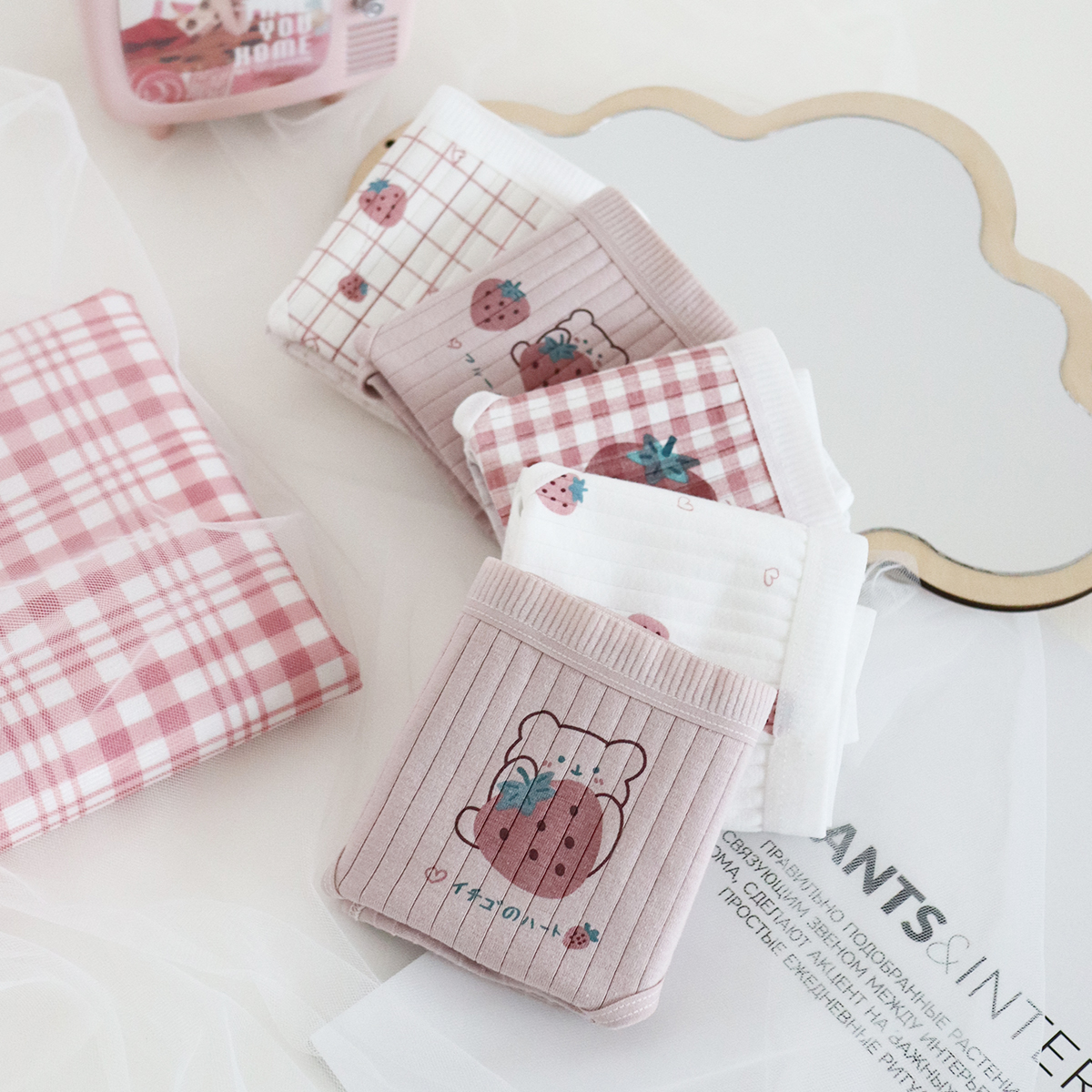 5条装日系中腰可爱甜美纯棉内裤