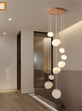 来适 奶油风loft楼梯灯复式楼客厅灯中空挑空楼梯间公寓楼梯吊灯