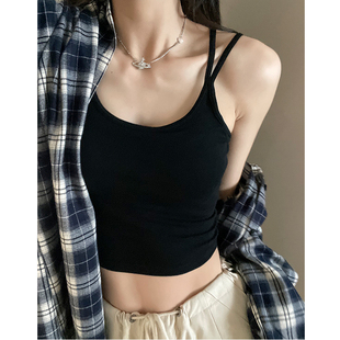 白色吊带背心内搭女夏季外穿带胸垫美背内衣文胸一体打底瑜伽上衣