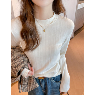 半高领打底衫女秋冬内搭可外穿2026新款洋气白色修身长袖t恤上衣