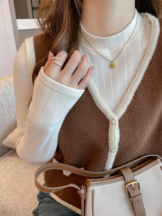 半高领打底衫女秋冬内搭2026新款时尚洋气修身长袖T恤上衣可外穿