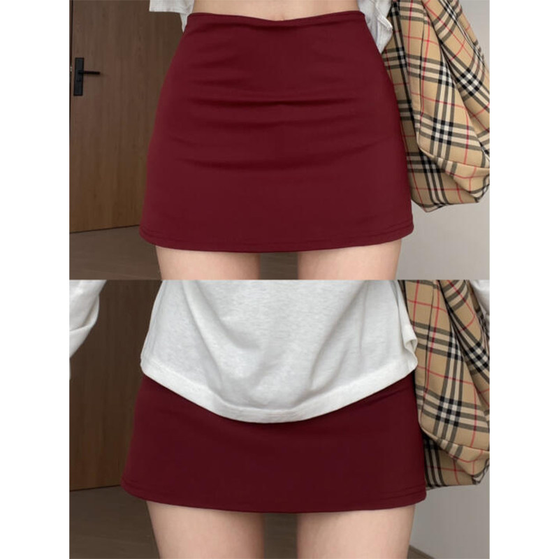 红色运动包臀卫裙女夏季2026新款防走光美式辣妹小众高腰a字短裙,女装/女士精品,半身裙,淘宝优惠券,粉丝福利购,淘宝优惠卷