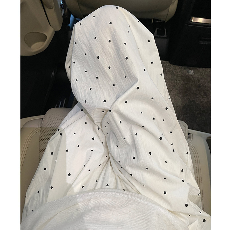 白色波点阔腿裤女夏季2026新款高腰垂感休闲 小个子凉凉冰丝山本