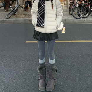 灰色风琴百褶裙女冬季 高腰休闲显瘦短裙a字毛呢半身裙 2025年新款