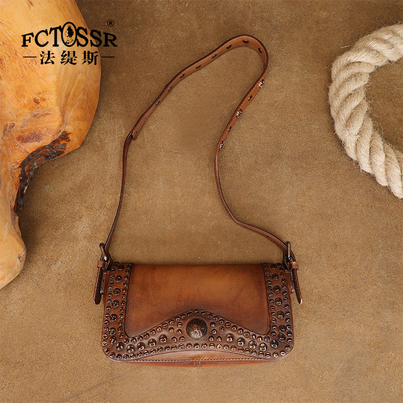 法缇斯2025年新款头层牛皮斜挎单肩包软把手提复古休闲通勤百搭女