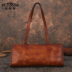 法缇斯复古文艺腋下包头层牛皮单肩法棍包小众真皮休闲手提小包包