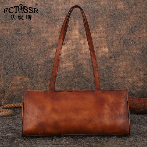 复古头层牛皮单肩法棍包法缇斯